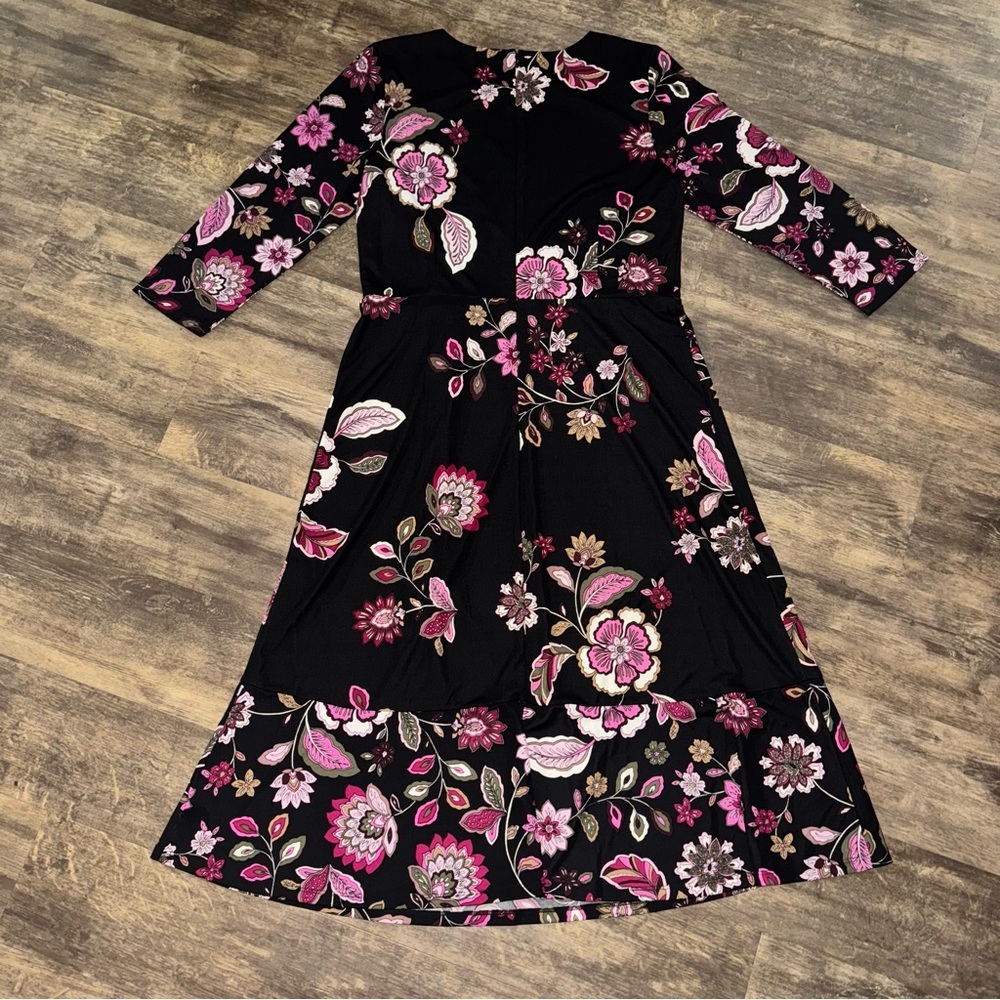 Talbots Black Dress with Pink Floral Design - Picture 6 of 11